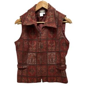 The‎ Territory Ahead Womens Vest 8 Multicolor Zip Front Lined Boho Western Style